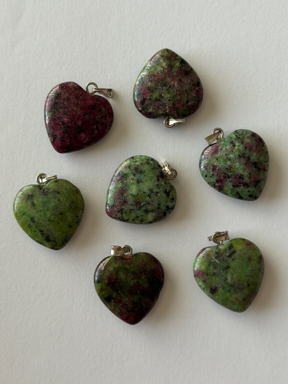 Ruby Zoisite Heart Pendant Lot of 7